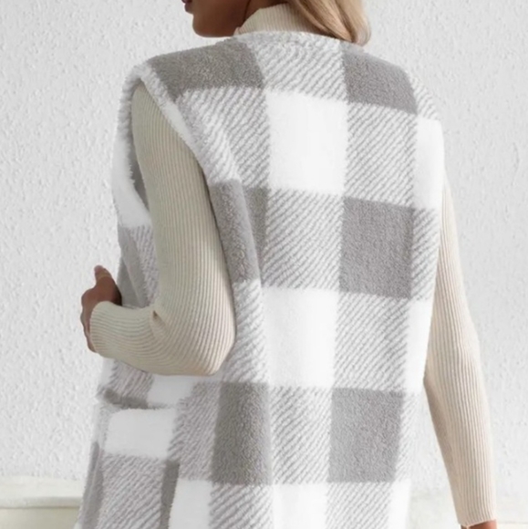 Ivy Sherpa Vest Coat - Gray - Picture 4 of 7